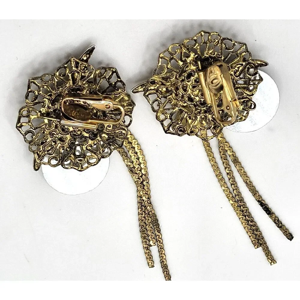 My Grandma's Clock Collage 3in Clip On Shabby Chic Earrings